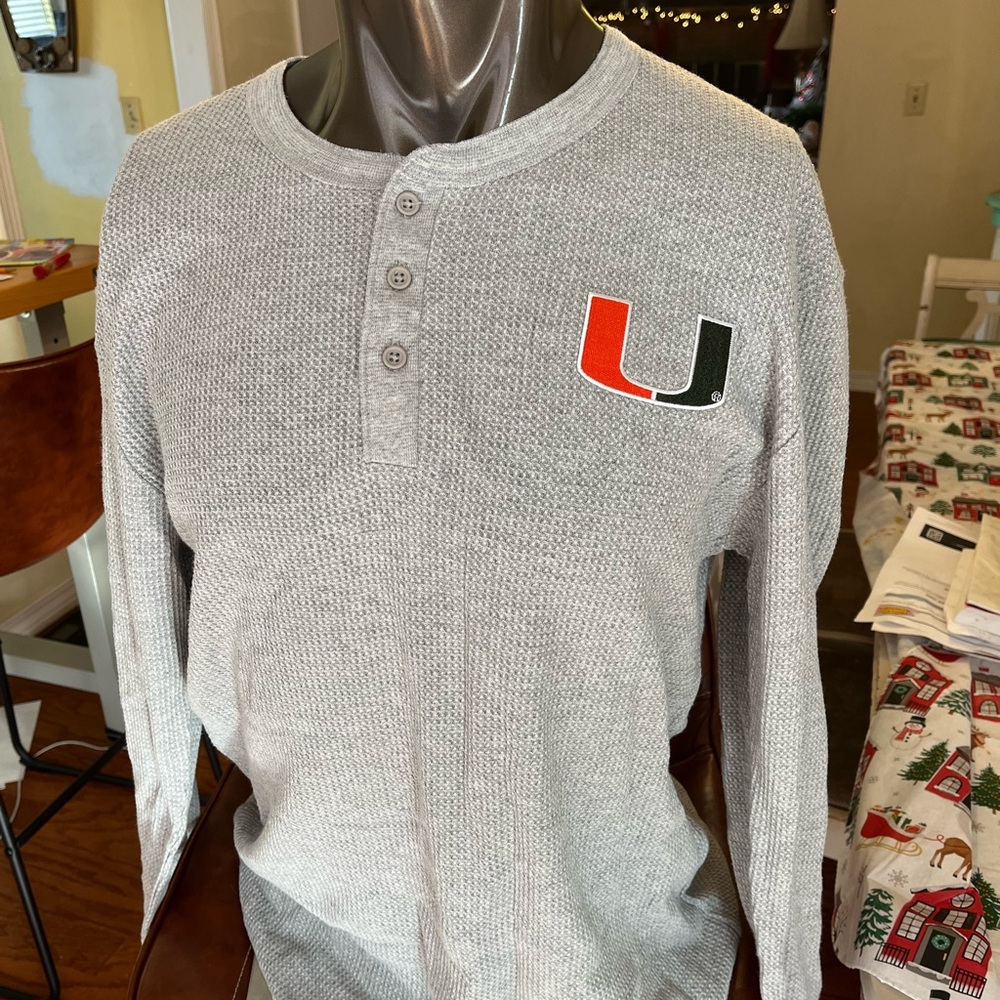 Gray Henley Miami Shirt with Logo